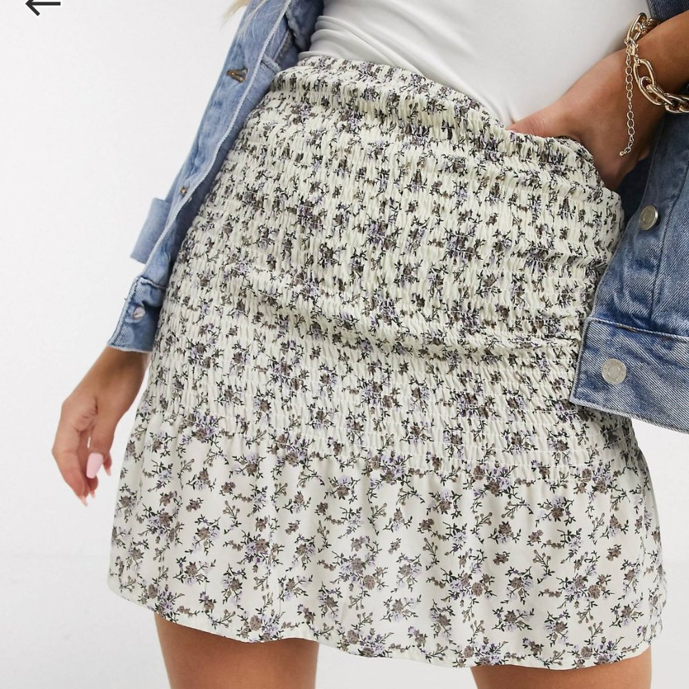 Missguided Floral Ruched Mini-Skirt